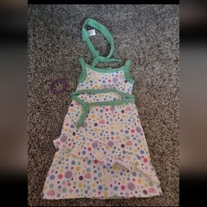 Colorful Polka Dot Sundress with Green Trim